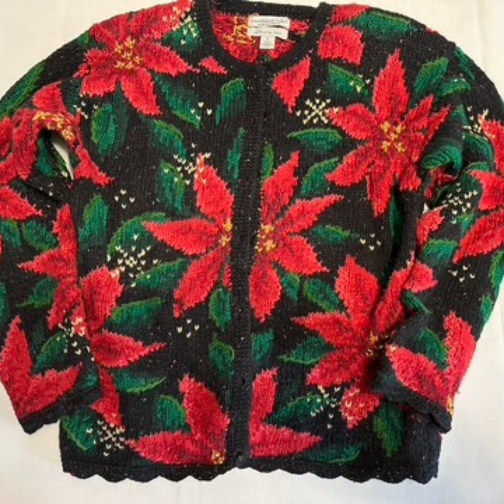 Poinsettia Christmas sweater
